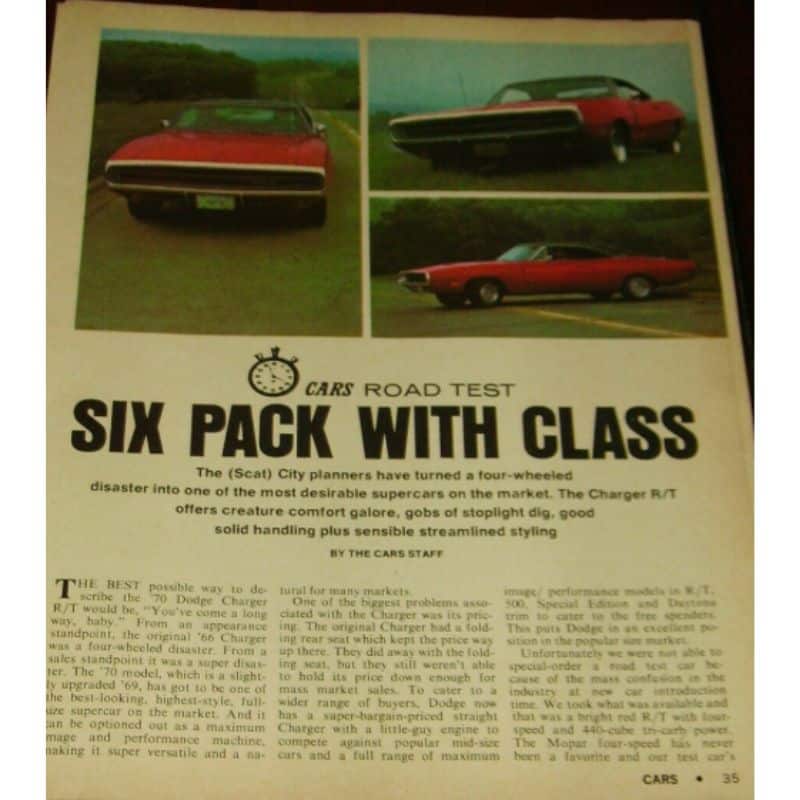 1970 Dodge Charger RT 440 Six pack road test