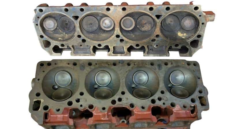 V8 engine cylinder head compared to a Hemi Engine cylinder head.