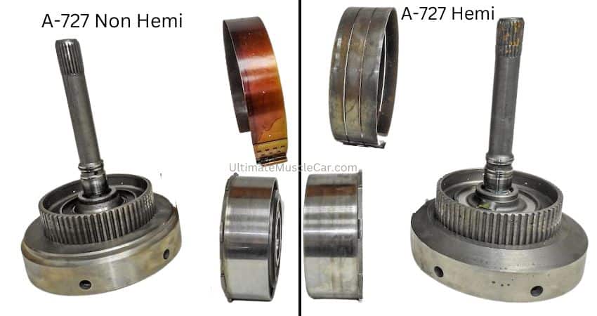 A comparison of the internal transmission parts of the 426 Hemi and non Hemi transmission