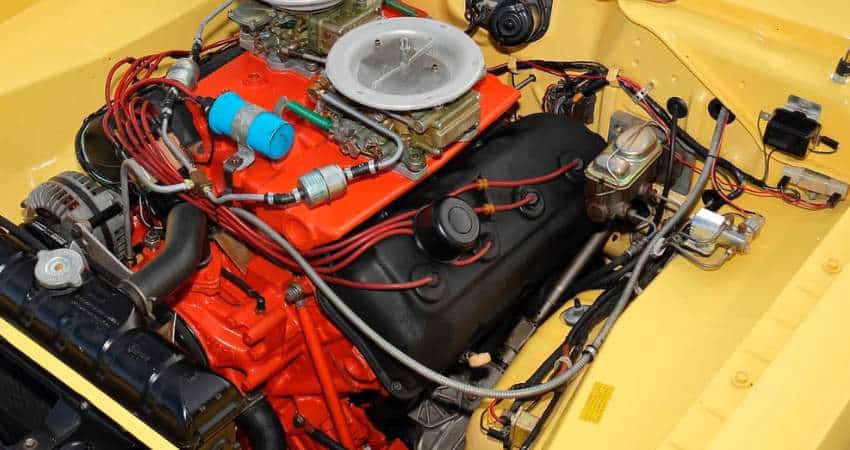 The wide 426 Hemi Engine squeezed into a Dodge Dart with little clearance room
