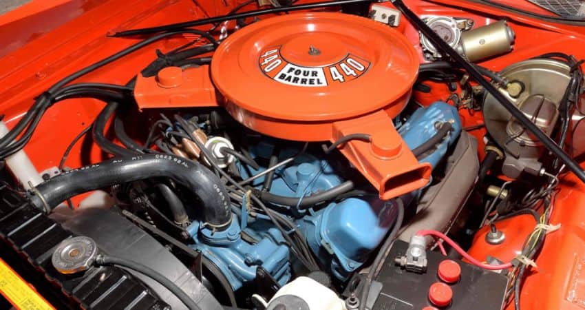 1972 Dodge 440 with 8.2:1 compression ratio.
