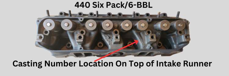 440 Six Pack Casting Number Location On Top of Intake Runner