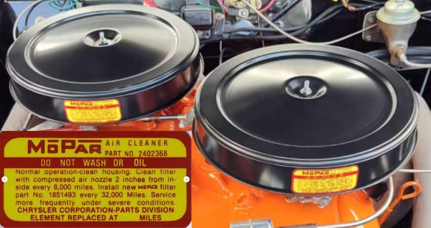 413 Max Wedge Air Cleaners and label.
