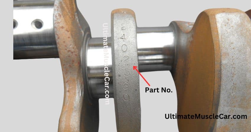 The 413 Max Wedge crankshaft part No. punched into the crank.