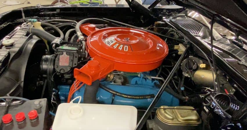 A 440 high performance engine in a 1973 Plymouth Road Runner GTX
